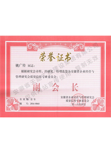 安徽省企業經營與管理研究會副會長